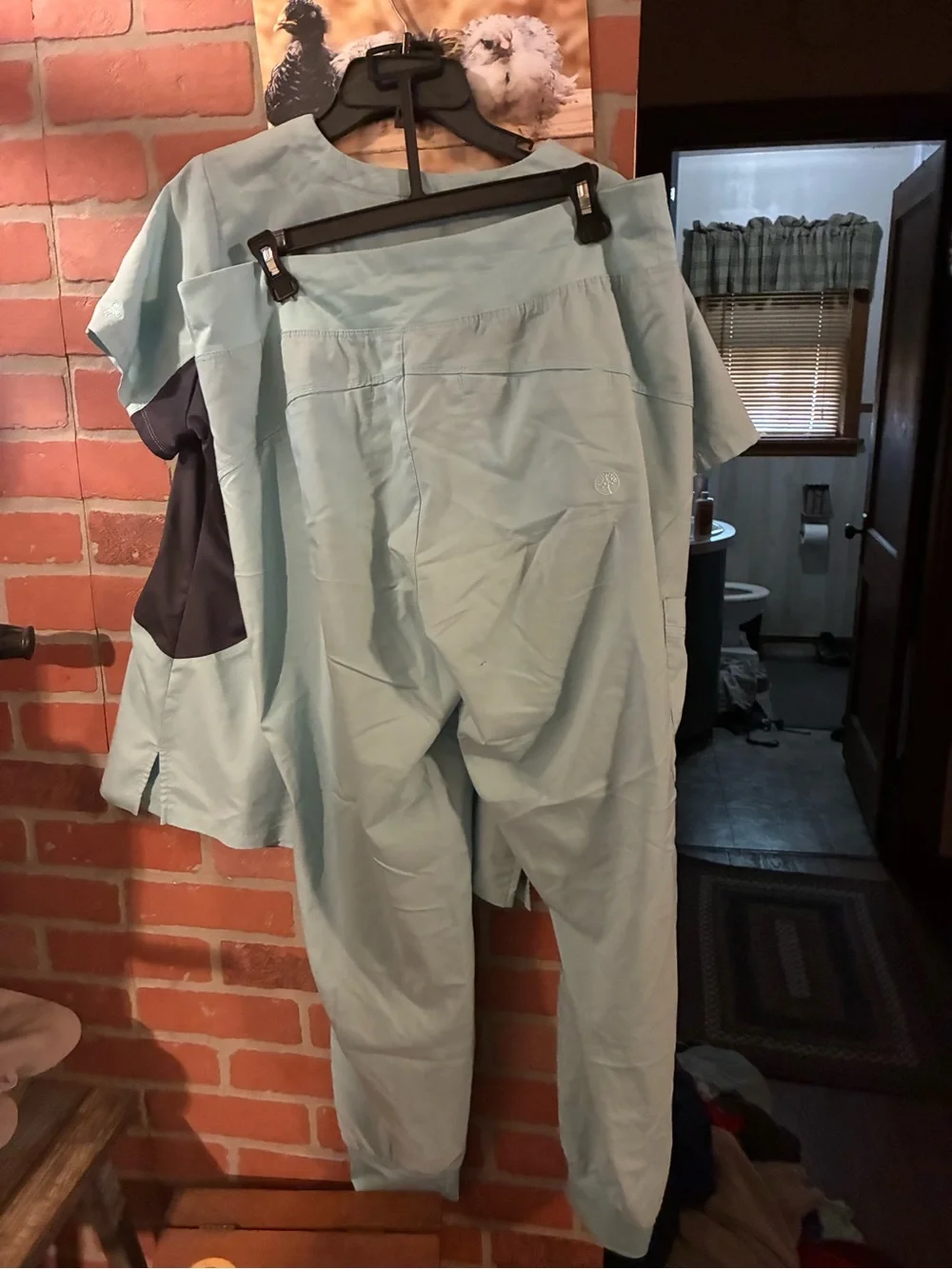 healing hands Light Blue and Charcoal Two-Piece Scrub Set